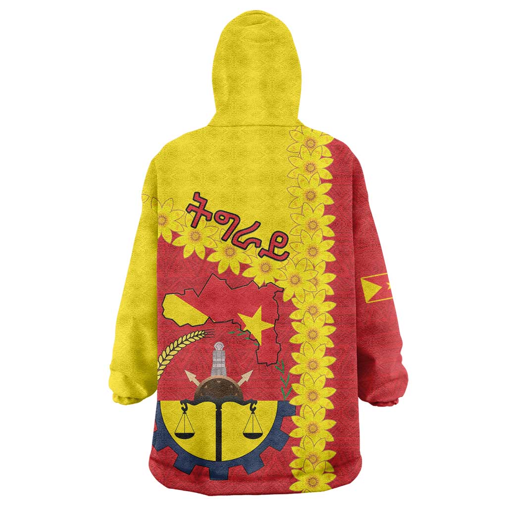 Tigray Region Wearable Blanket Hoodie Tigray Emblem With Flag Map