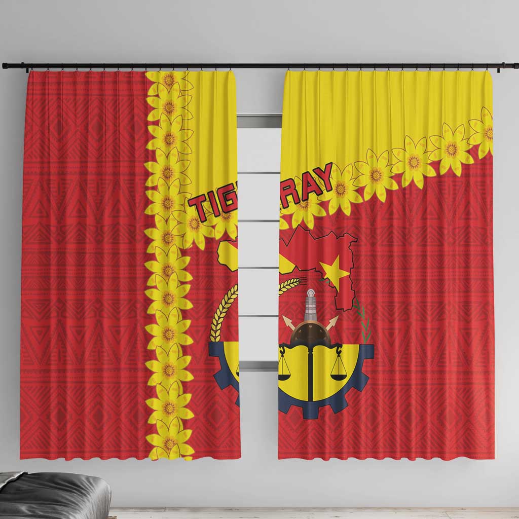 Tigray Region Window Curtain Tigray Emblem With Flag Map