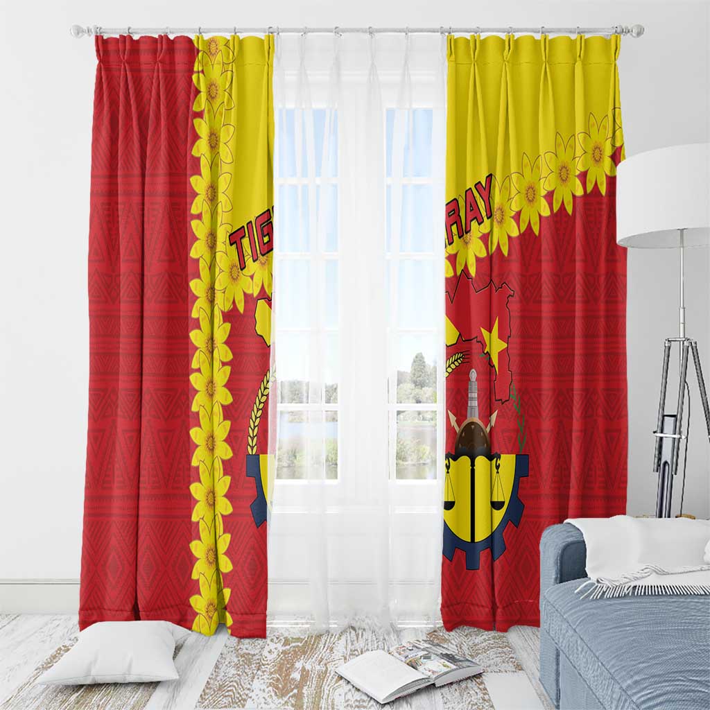 Tigray Region Window Curtain Tigray Emblem With Flag Map
