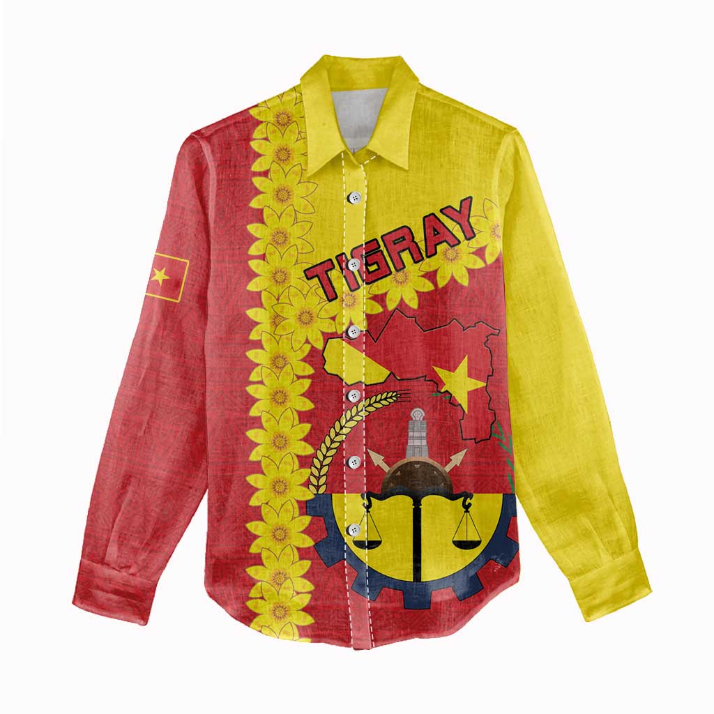 Tigray Region Women Casual Shirt Tigray Emblem With Flag Map