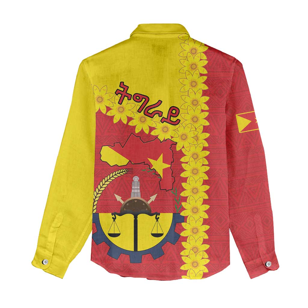 Tigray Region Women Casual Shirt Tigray Emblem With Flag Map