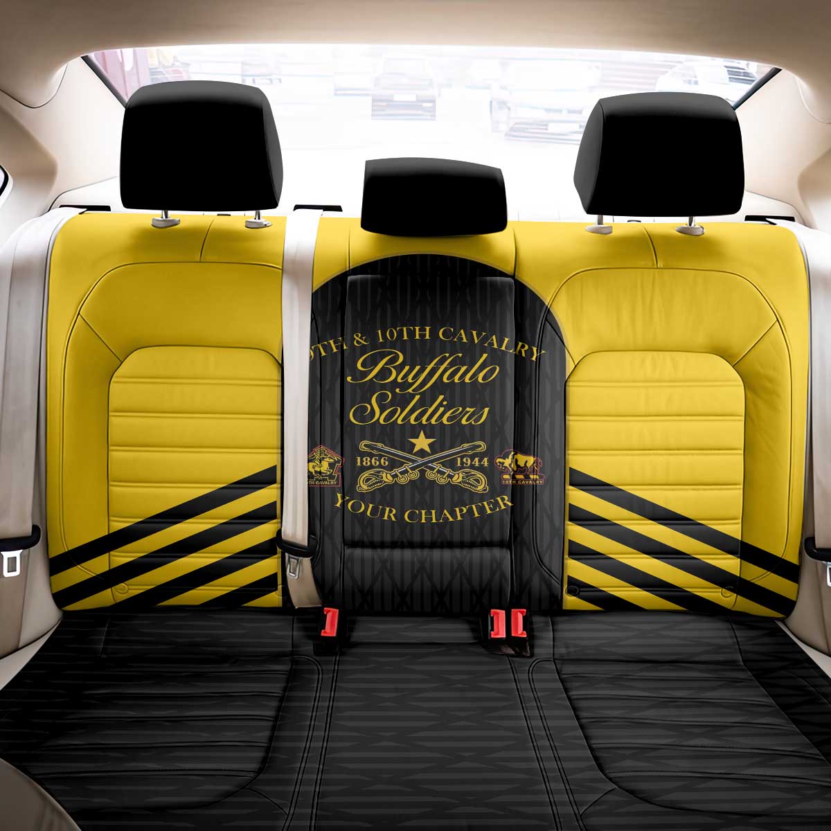 Personalized Buffalo Soldiers Back Car Seat Cover 9th & 10th Cavalry Regiment