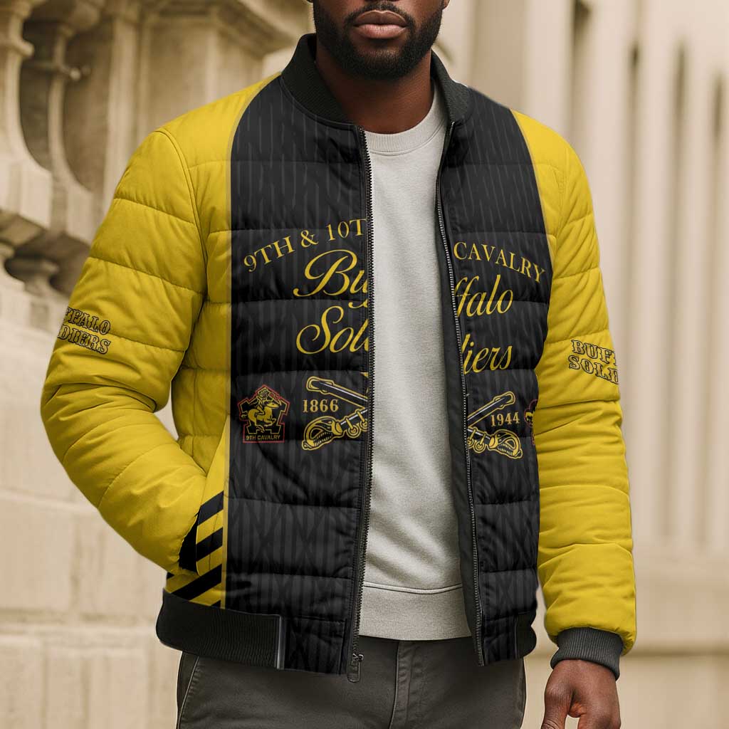 Personalized Buffalo Soldiers Bomber Puffer Jacket 9th & 10th Cavalry Regiment