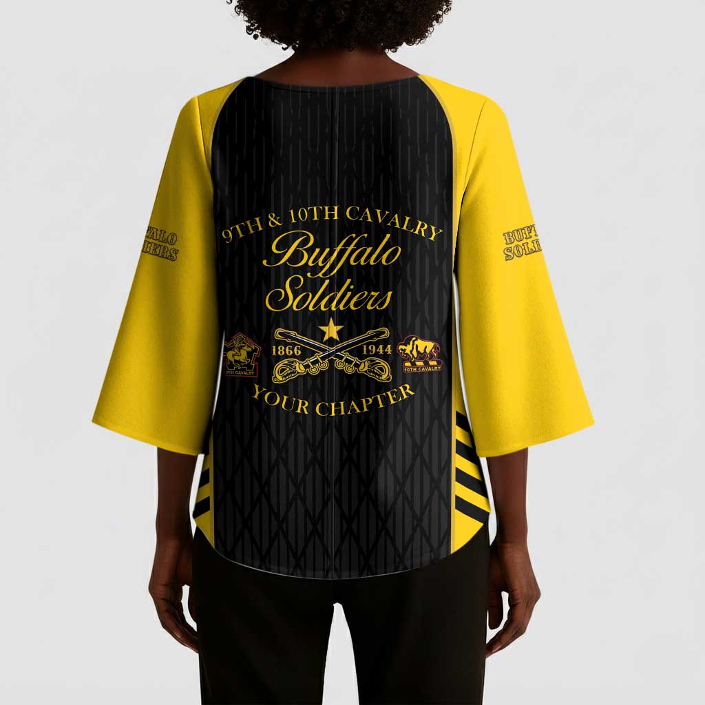 Personalized Buffalo Soldiers Kimono Sleeve Blouse 9th & 10th Cavalry Regiment
