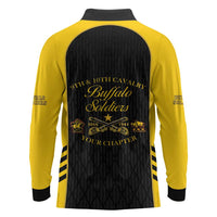 Personalized Buffalo Soldiers Long Sleeve Polo Shirt 9th & 10th Cavalry Regiment
