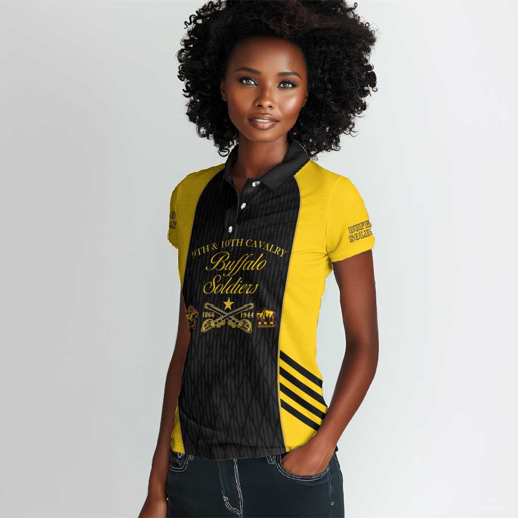 Personalized Buffalo Soldiers Women Polo Shirt 9th & 10th Cavalry Regiment