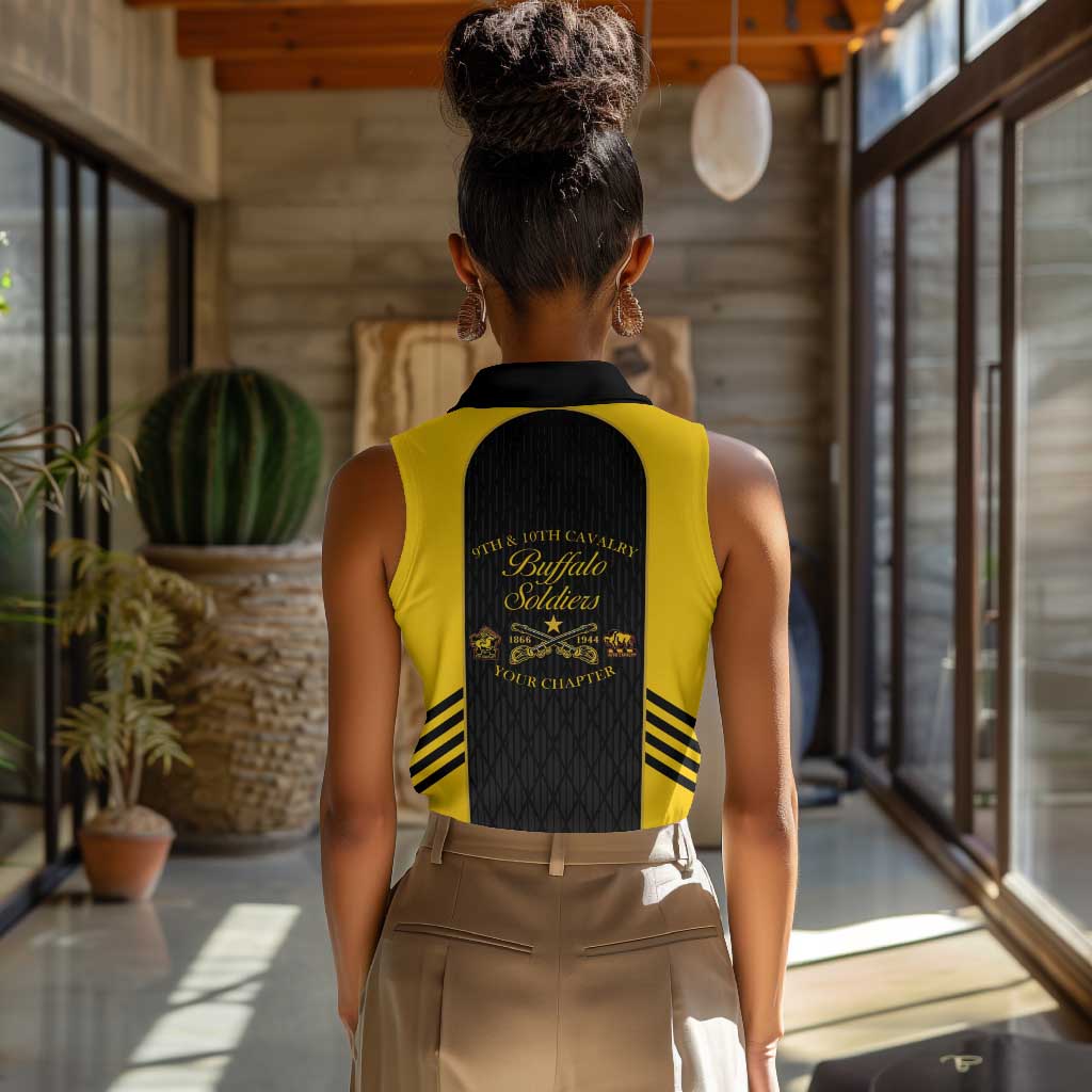 Personalized Buffalo Soldiers Women Sleeveless Polo Shirt 9th & 10th Cavalry Regiment