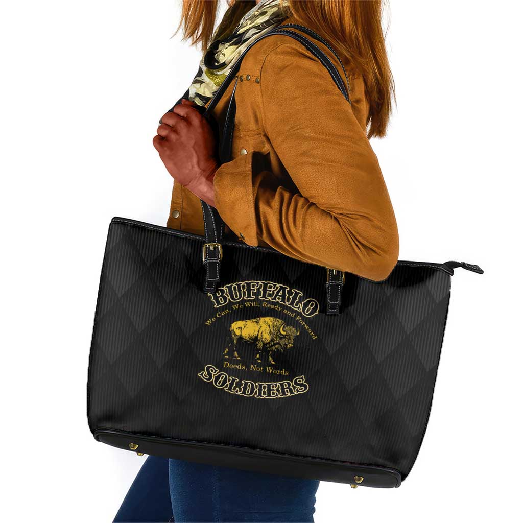 Buffalo Soldiers Leather Tote Bag We Can We Will Ready and Forward