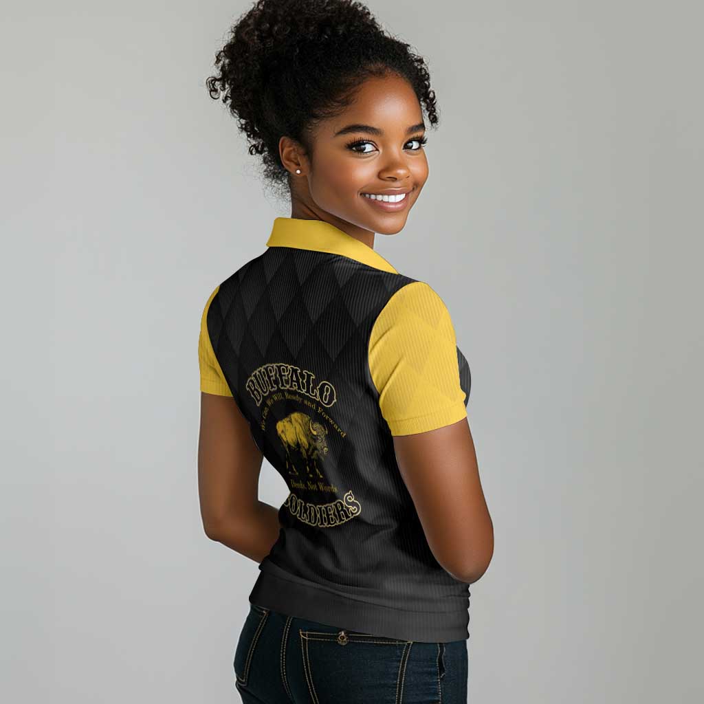 Personalized Buffalo Soldiers Women Polo Shirt We Can We Will Ready and Forward