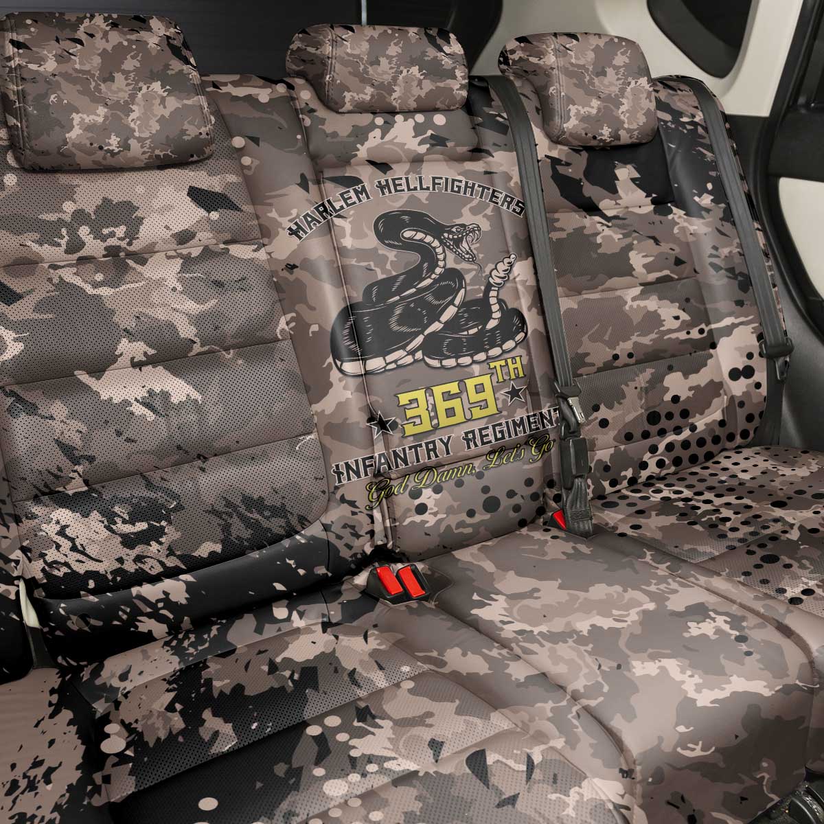 Harlem Hellfighters 369th Infantry Regiment Legacy Back Car Seat Cover God Damn Lets Go