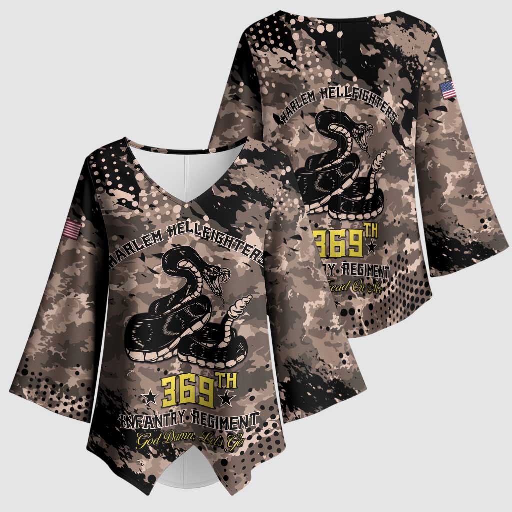 Harlem Hellfighters 369th Infantry Regiment Legacy Kimono Sleeve Blouse God Damn Lets Go