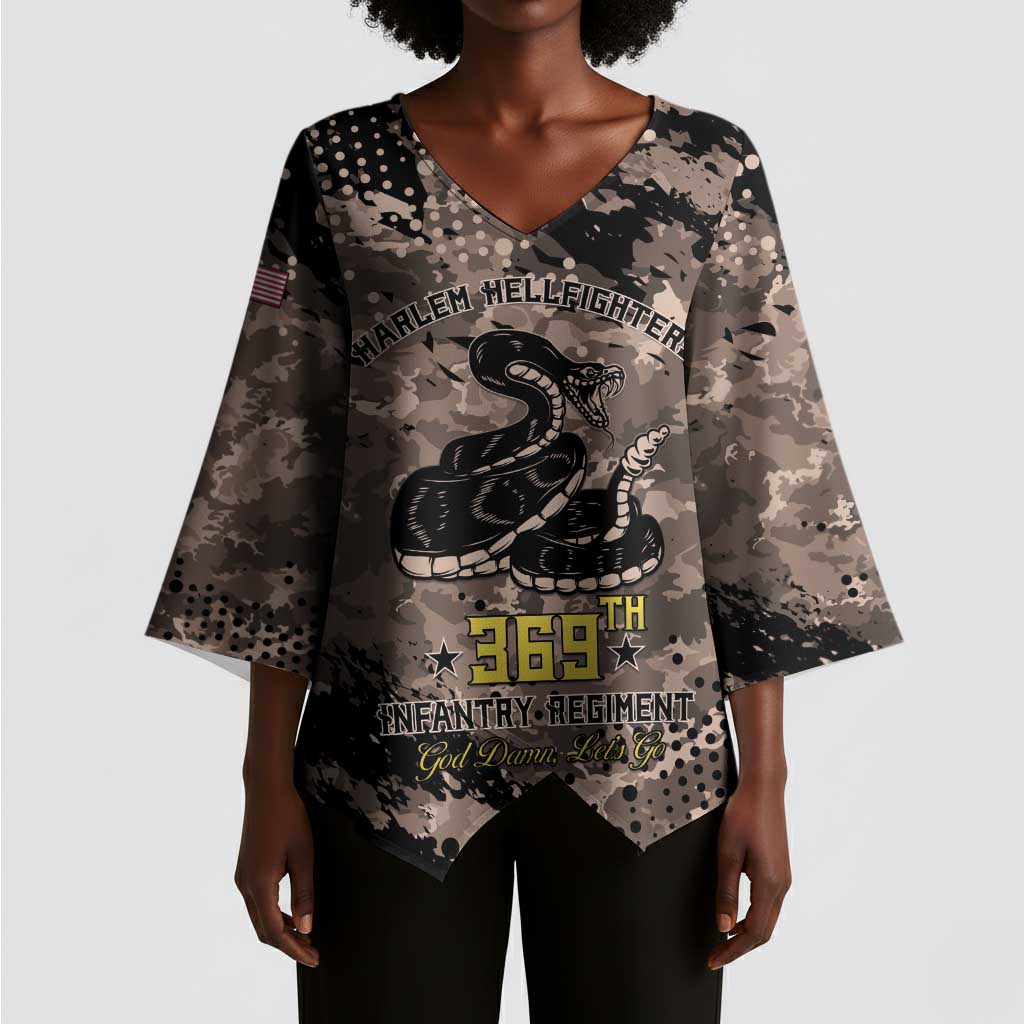 Harlem Hellfighters 369th Infantry Regiment Legacy Kimono Sleeve Blouse God Damn Lets Go