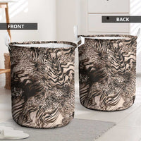 African Safari Zebra Leopard Swirl Pattern Laundry Basket