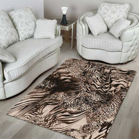African Safari Zebra Leopard Swirl Pattern Area Rug