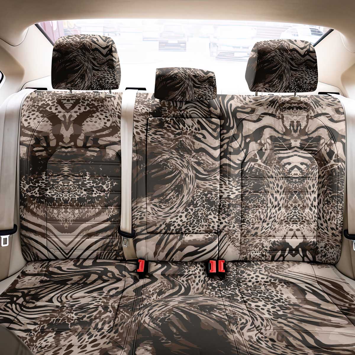 African Safari Zebra Leopard Swirl Pattern Back Car Seat Cover