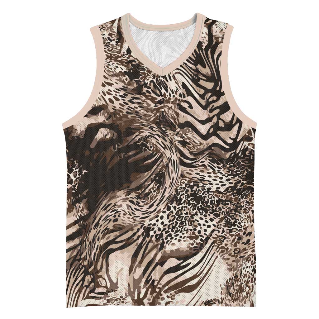 African Safari Zebra Leopard Swirl Pattern Basketball Jersey