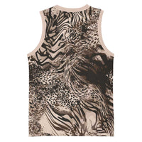 African Safari Zebra Leopard Swirl Pattern Basketball Jersey