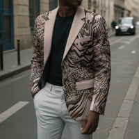 African Safari Zebra Leopard Swirl Pattern Blazer