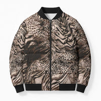 African Safari Zebra Leopard Swirl Pattern Bomber Puffer Jacket