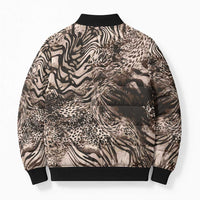 African Safari Zebra Leopard Swirl Pattern Bomber Puffer Jacket