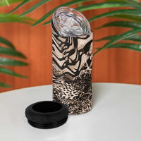 African Safari Zebra Leopard Swirl Pattern 4 in 1 Can Cooler Tumbler