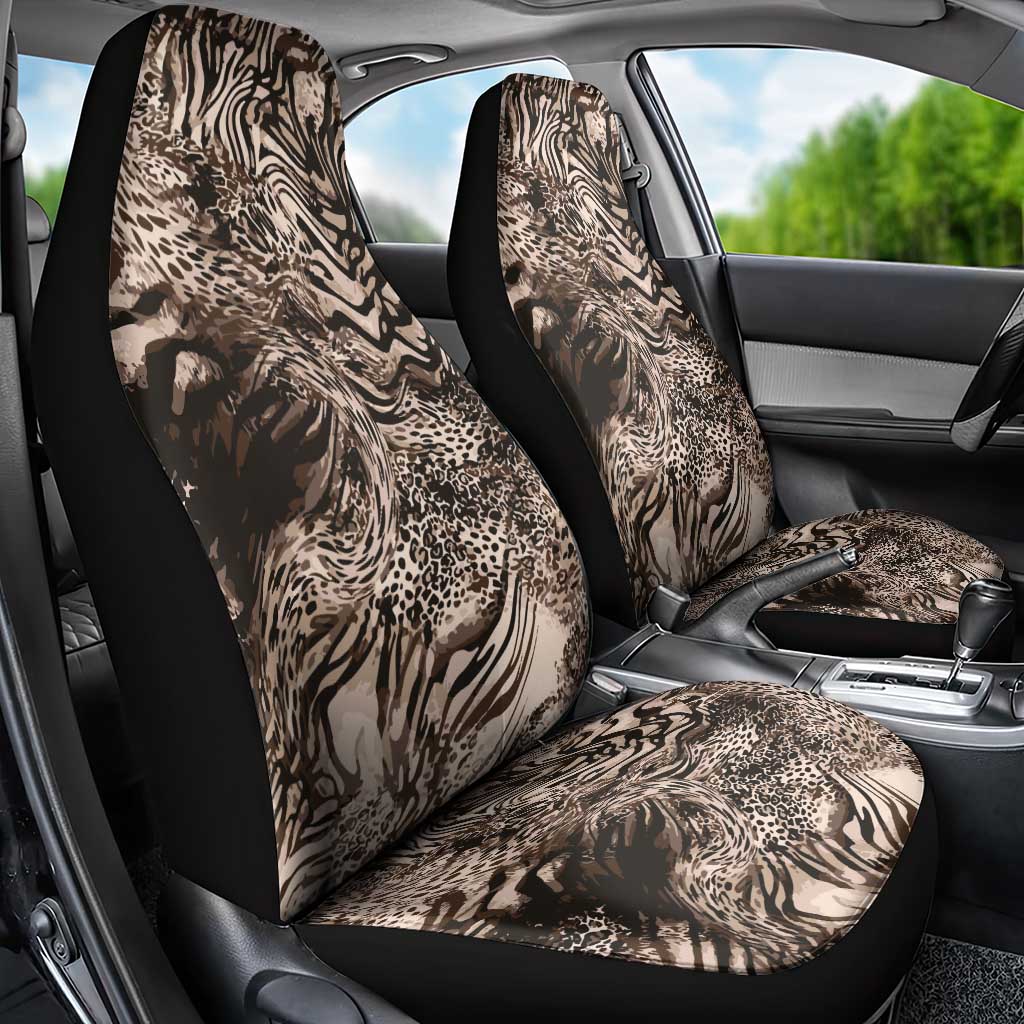 African Safari Zebra Leopard Swirl Pattern Car Seat Cover