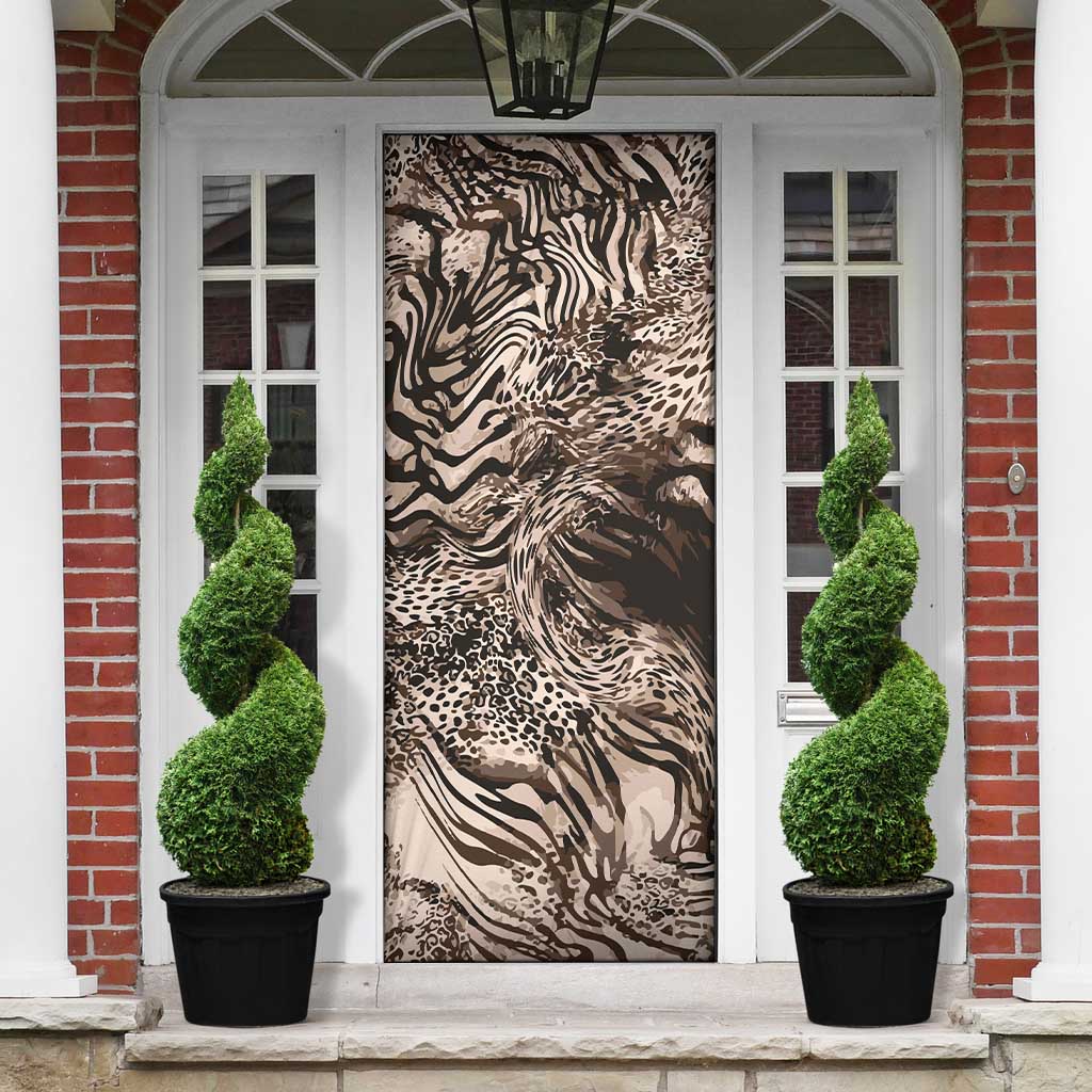 African Safari Zebra Leopard Swirl Pattern Door Cover