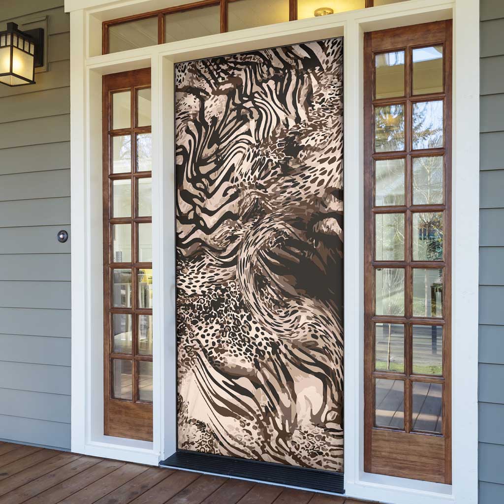 African Safari Zebra Leopard Swirl Pattern Door Cover
