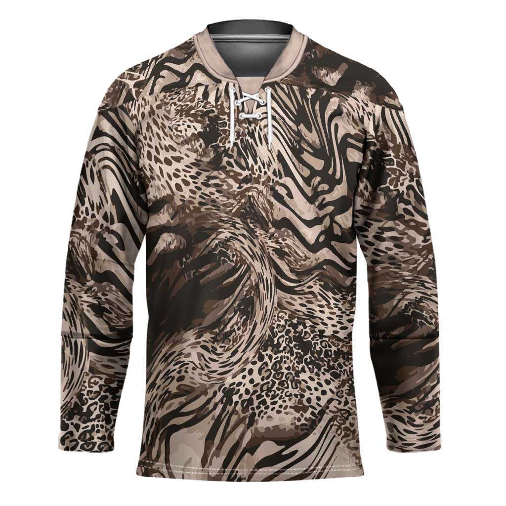 African Safari Zebra Leopard Swirl Pattern Hockey Jersey