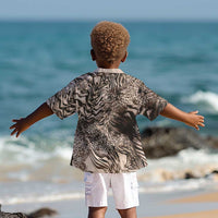 African Safari Zebra Leopard Swirl Pattern Kid Hawaiian Shirt