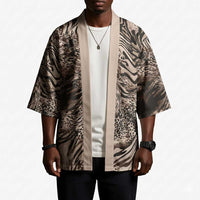 African Safari Zebra Leopard Swirl Pattern Kimono