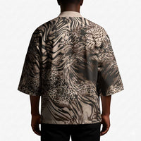 African Safari Zebra Leopard Swirl Pattern Kimono
