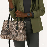 African Safari Zebra Leopard Swirl Pattern Leather Bag