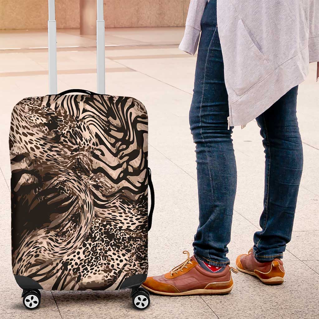 African Safari Zebra Leopard Swirl Pattern Luggage Cover