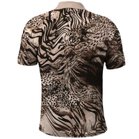 African Safari Zebra Leopard Swirl Pattern Polo Shirt