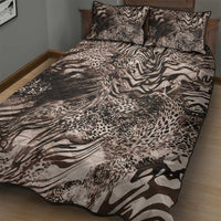 African Safari Zebra Leopard Swirl Pattern Quilt Bed Set