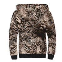 African Safari Zebra Leopard Swirl Pattern Sherpa Hoodie