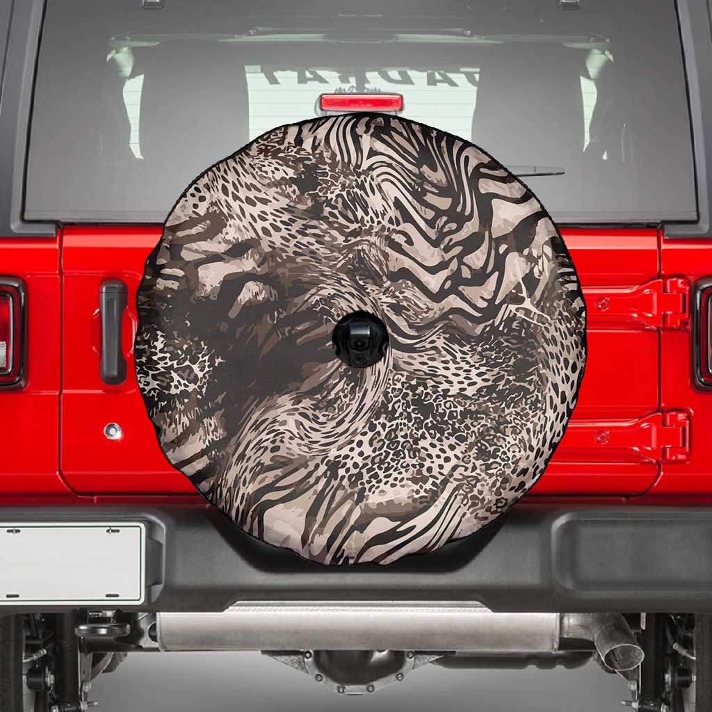 African Safari Zebra Leopard Swirl Pattern Spare Tire Cover