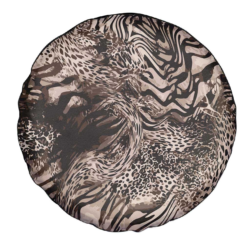 African Safari Zebra Leopard Swirl Pattern Spare Tire Cover