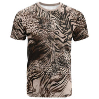 African Safari Zebra Leopard Swirl Pattern T shirt