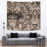 African Safari Zebra Leopard Swirl Pattern Tapestry