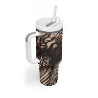 African Safari Zebra Leopard Swirl Pattern Tumbler With Handle