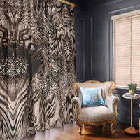 African Safari Zebra Leopard Swirl Pattern Window Curtain