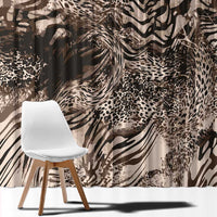 African Safari Zebra Leopard Swirl Pattern Window Curtain