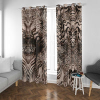 African Safari Zebra Leopard Swirl Pattern Window Curtain