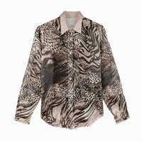 African Safari Zebra Leopard Swirl Pattern Women Casual Shirt