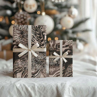 African Safari Zebra Leopard Swirl Pattern Wrapping Paper