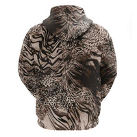 African Safari Zebra Leopard Swirl Pattern Zip Hoodie