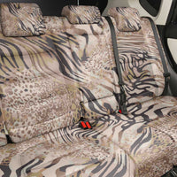 African Zebra Leopard Pattern Back Car Seat Cover Sand Taupe Beige