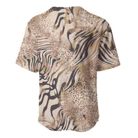 African Zebra Leopard Pattern Baseball Jersey Sand Taupe Beige